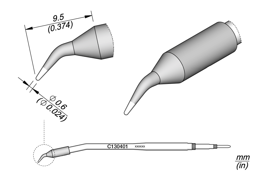 C130401 - Conical Bent Cartridge Ø 0.6